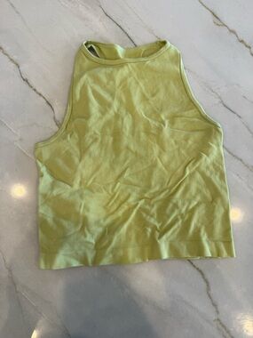 Women's Ribbed High-Neck Tank Top - Lime Green